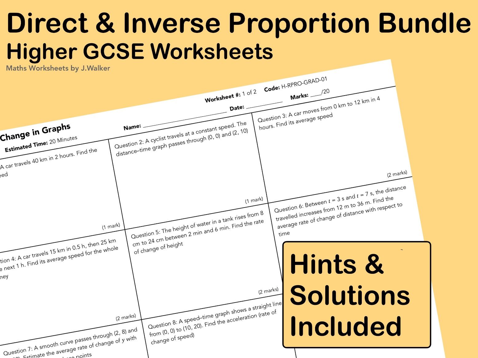 Direct and Inverse Proportion Bundle – GCSE Maths (Higher Tier)