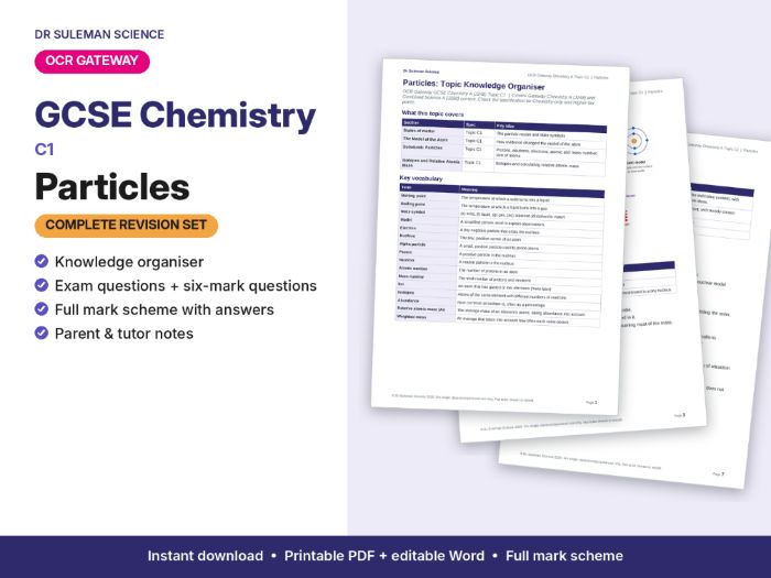 OCR Gateway GCSE Chemistry C1 Particles Revision + Exam Questions