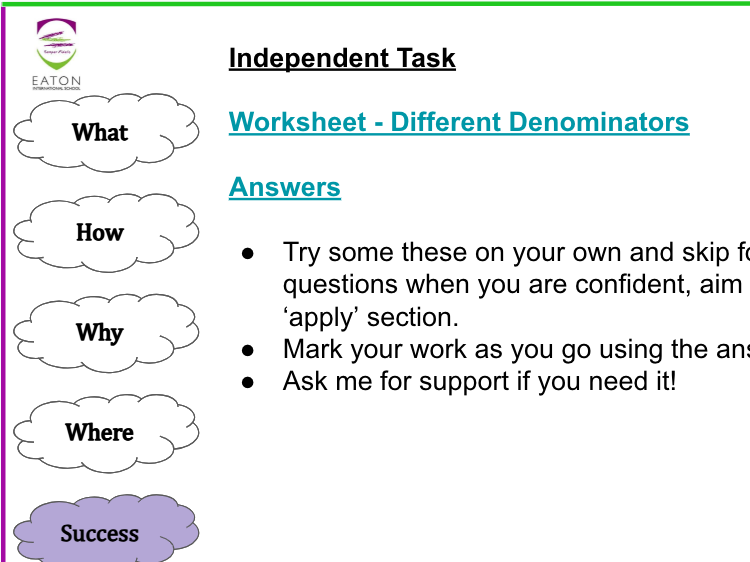 Adding / Subtracting Fractions - Basics