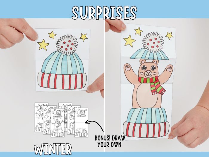 Surprise Winter Hats - Printable Craft for Kids