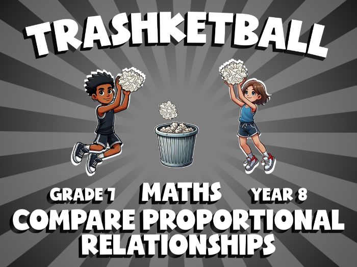 Compare Proportional Relationships TRASHKETBALL Maths Game | No-Prep Year 8 Review Activity