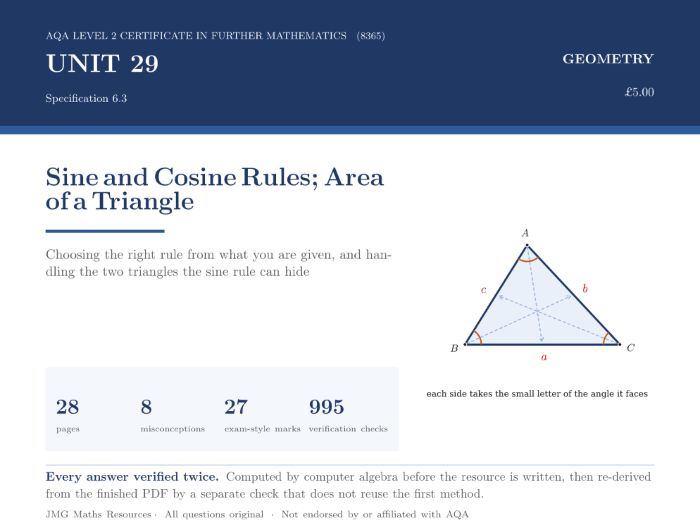 AQA Level 2 Further Maths - Trigonometry: Sine and Cosine Rules