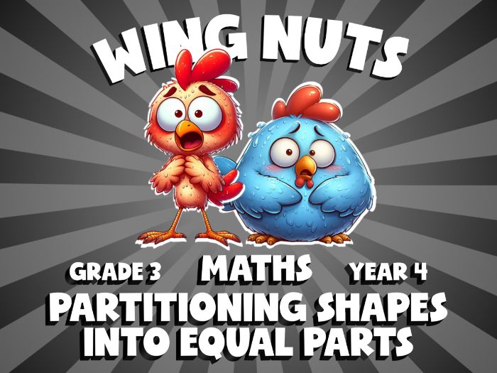 Partitioning Shapes into Equal Parts WING NUTS Maths Game | No-Prep Year 4 Review Activity