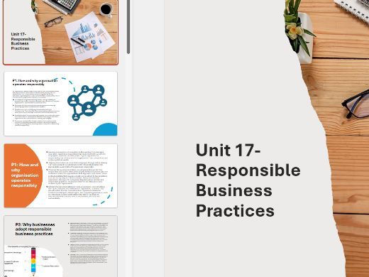 Cambridge Technical Level 3 Business – Unit 17: Responsible Business Practices
