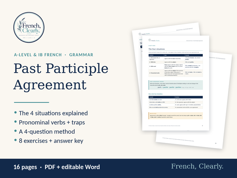French Past Participle Agreement | A-Level & IB | 8 Exercises + Answers