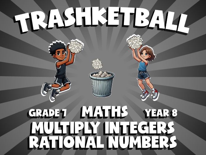 Multiply Integers Rational Numbers TRASHKETBALL Maths Game | No-Prep Year 8 Review Activity