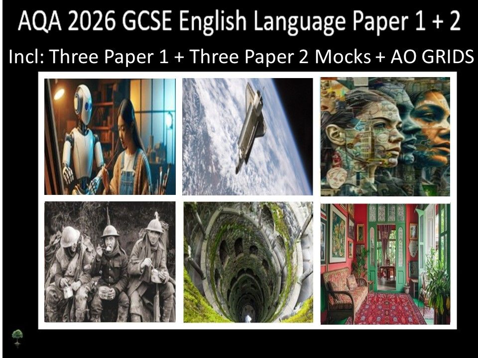 Six AQA 2026 GCSE English Language Paper 1 & 2 Mocks | AO Grids
