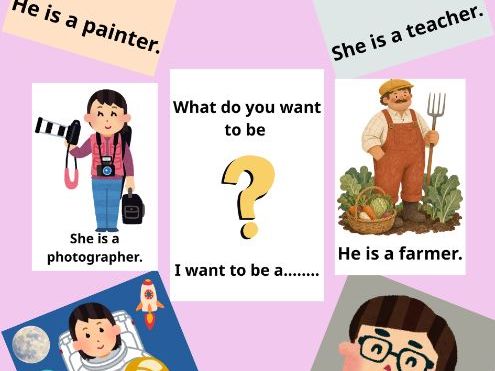Jobs & Occupations Flashcards | ESL Jobs Vocabulary | He Is / She Is