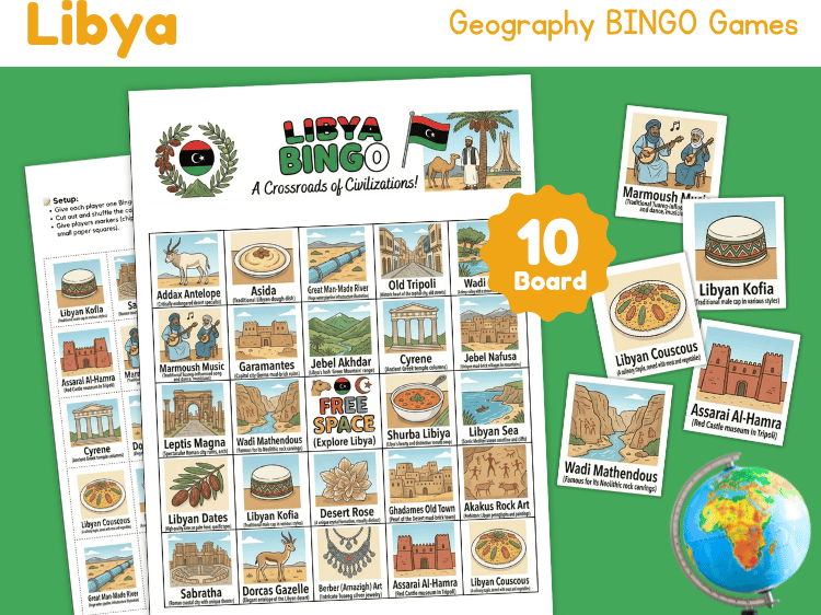 Libya Geography BINGO Game | Country Study Printable