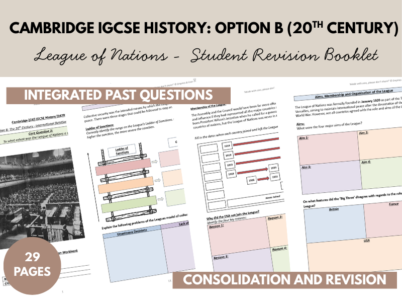CIE Cambridge IGCSE HISTORY (0470) - League of Nations Student Revision Workbook