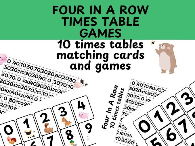Four in a row multiplication game 10 times table