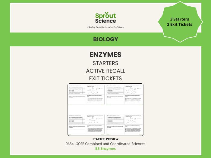 B5 Enzymes | Starter Activities & Exit Tickets | IGCSE Biology