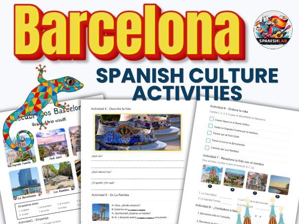 Spanish Culture Gaudà Sagrada Familia Barcelona Activities | A2, Spanish 1 -2