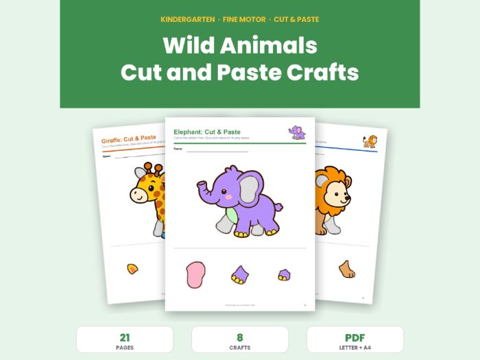 Wild Animals Cut and Stick Activities EYFS