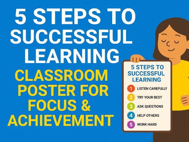 5 Steps to Focused Learning Poster – Boost Attention, Motivation & Positive Classroom Behavior