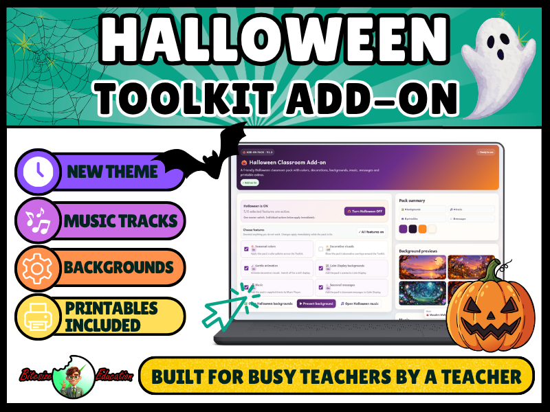 FREE Halloween Classroom Theme | Backgrounds, Music & Printables Add-On