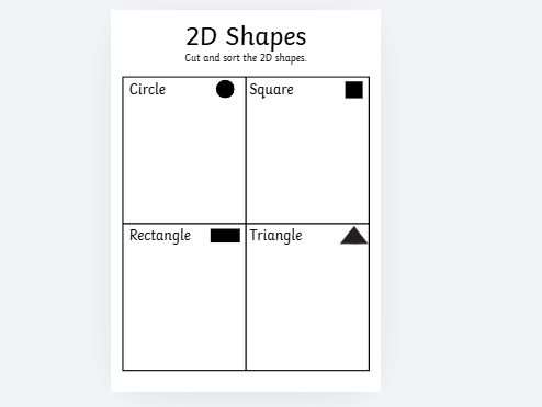 2D shape sorting activity
