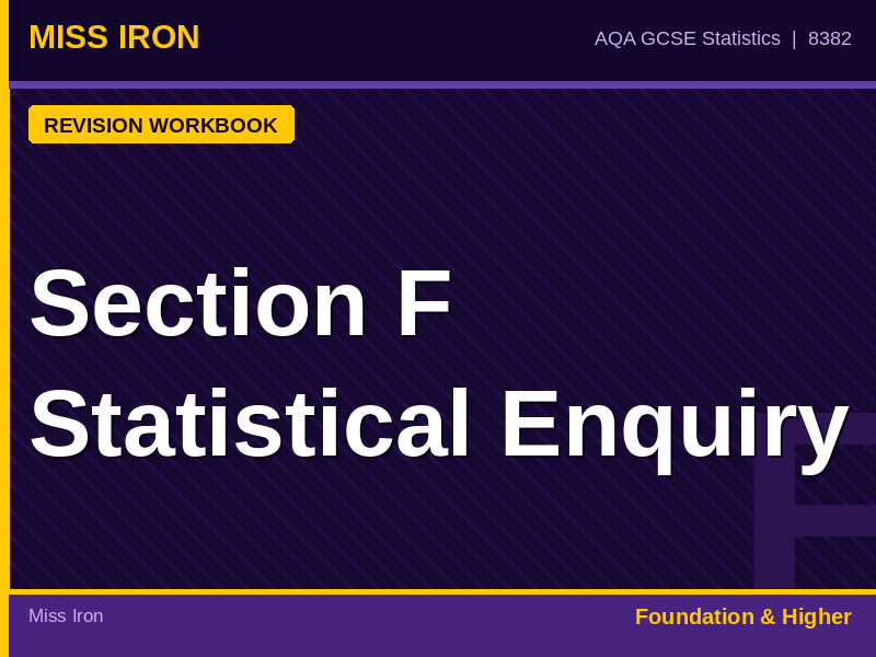 AQA GCSE Statistics Section F Statistical Enquiry Cycle Revision Workbook 8382