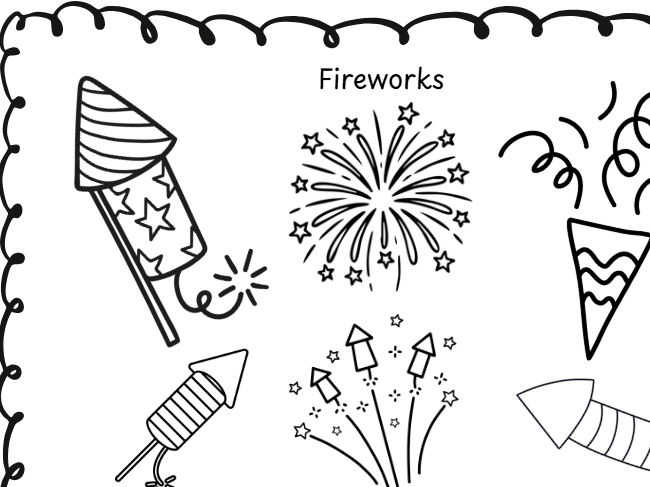 Firework Colouring Sheets