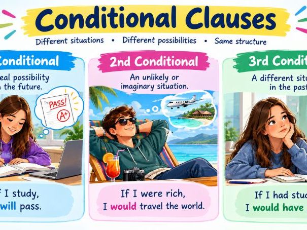 CEFR: B1–B2 conditionals, conditional clauses, conditional sentences, zero conditional, first condit