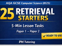 AQA GCSE Computer Science (8525) Retrieval Pack | 25 Starter Quizzes | Paper 1 & Paper 2 (2027 Spec)