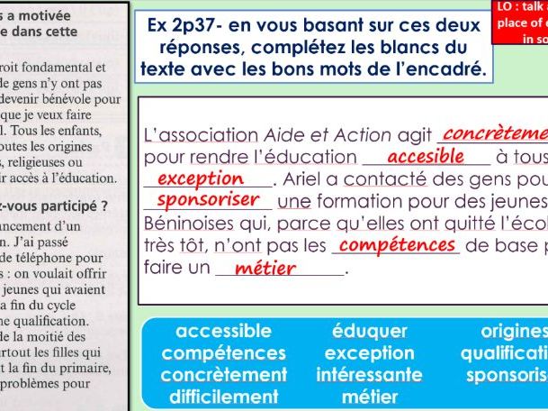 IB French Ab Initio PPT - Organisation sociale - L'education est un droit