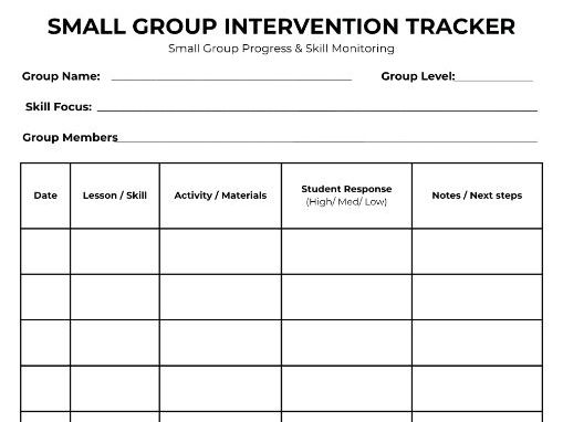Small Group Intervention Tracker | Progress Monitoring Template