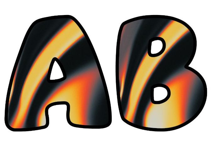 3D Orange & Black Art Classroom Display | Lettering Set | Upper & Lowercase, 0-9 and Signs