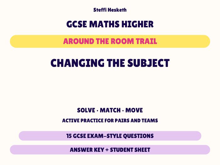 GCSE Higher Maths Changing the Subject | Around the Room Trail