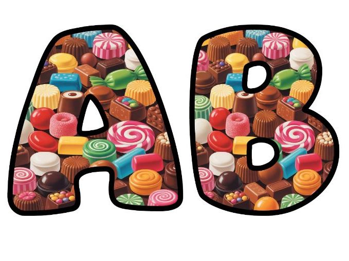Candy Chocolate Sweet Candy Classroom Display | Lettering Set | Whole Alphabet A-Z and 0-9
