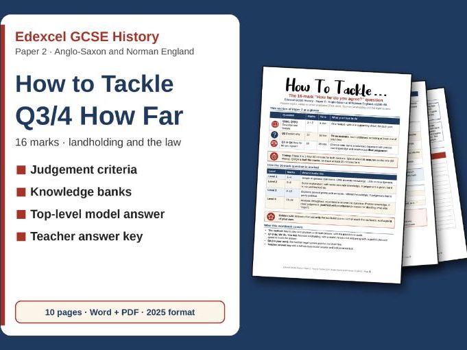 Edexcel GCSE Anglo-Saxon/Norman England Q3/4 How Far Workbook