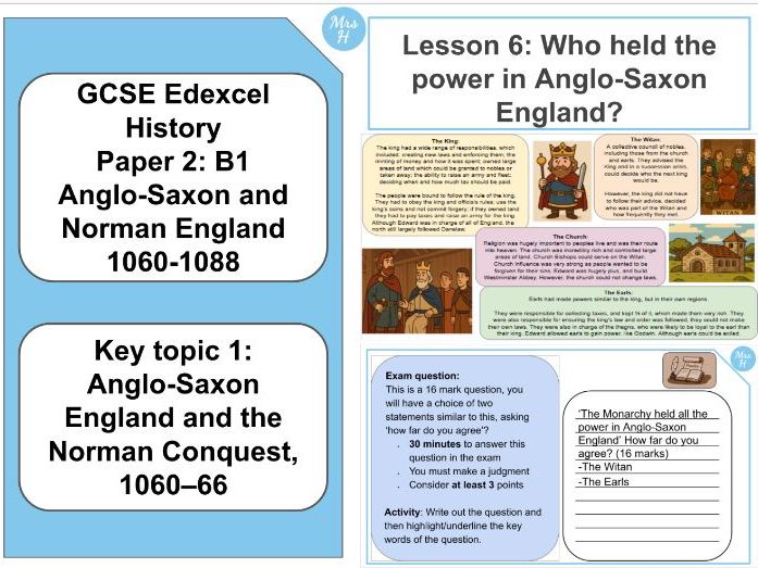 Who held the power in Anglo-Saxon England?​ Lesson 6 - GCSE History Edexcel Paper 2 - Normans (B1)