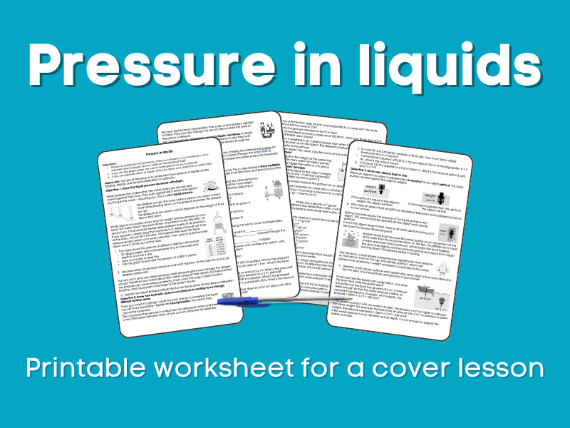 Pressure in liquids Cover lesson