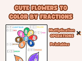 Multiplying fractions color by number | flower petal template | ks2-ks3