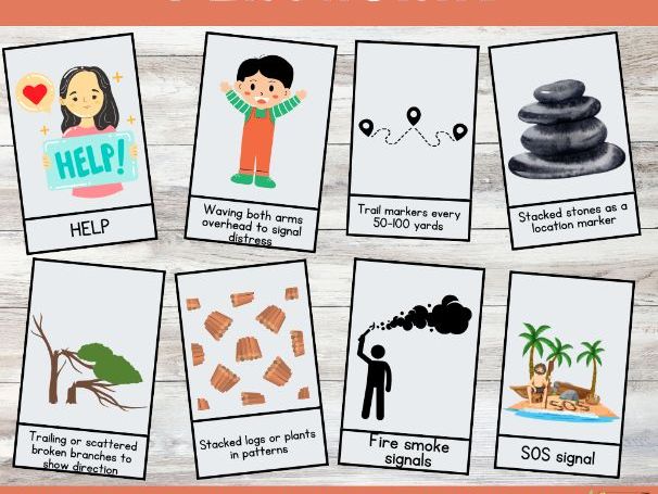 Survival Signs Flashcards | 30 Essential Safety & Emergency Preparedness Visual Cards for Kids
