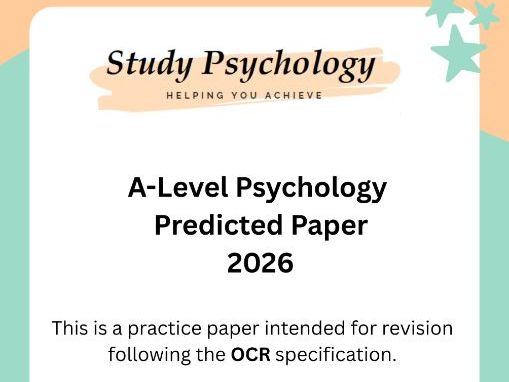 A-Level Psychology Practice Exam Papers & Mark Schemes 2026 for Cambridge OCR