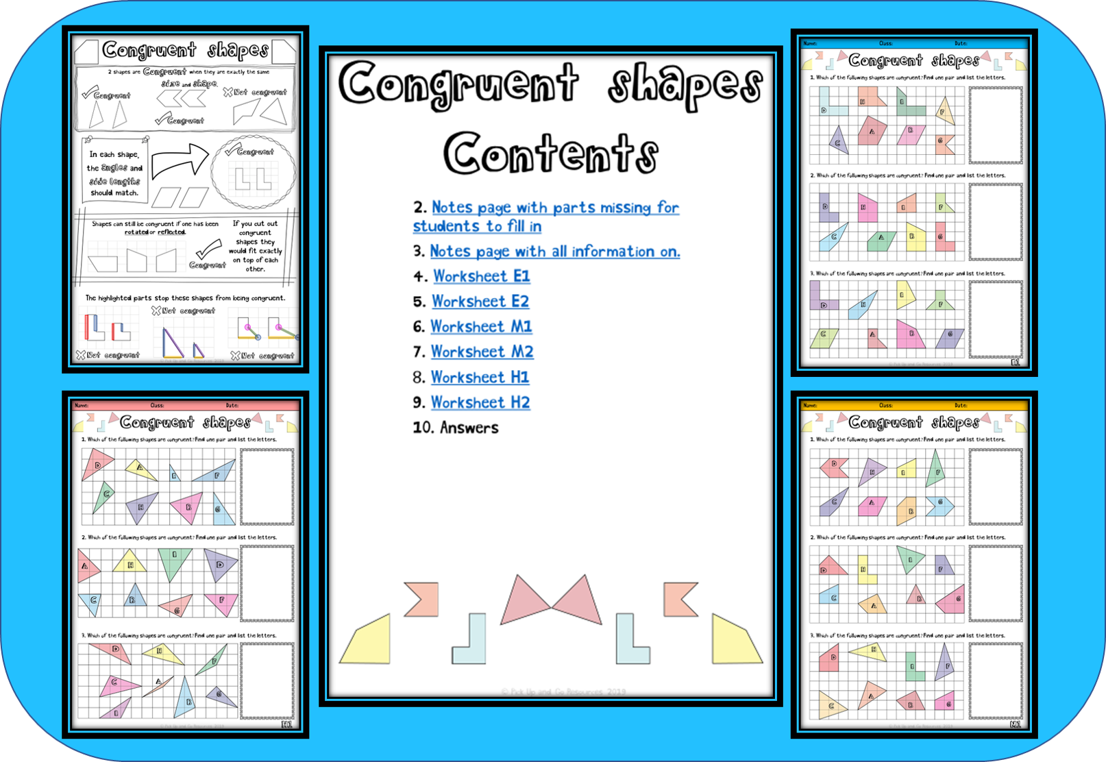 Congruent Shapes Worksheet And Notes Page Teaching Resources