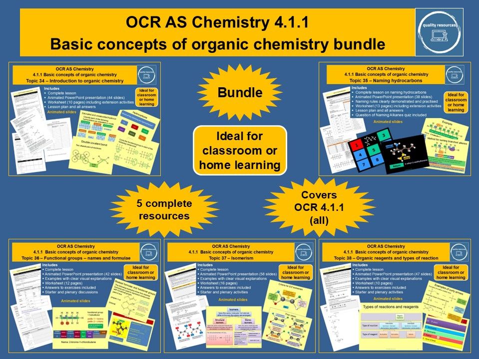 Basic concepts of organic chemistry bundle OCR AS Chemistry