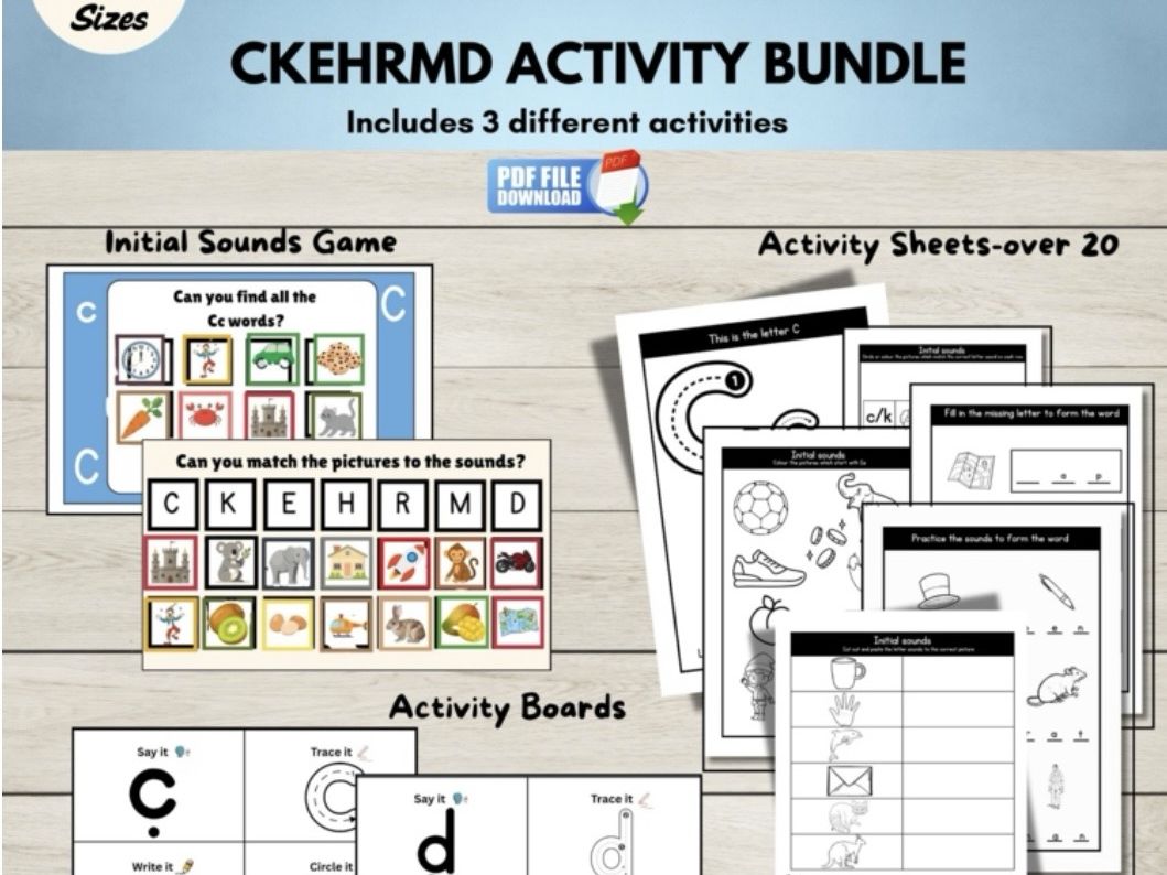 CKEHRMD Phonics Letter & Sounds Bundle | Blending Tracing Worksheets | Game Boards