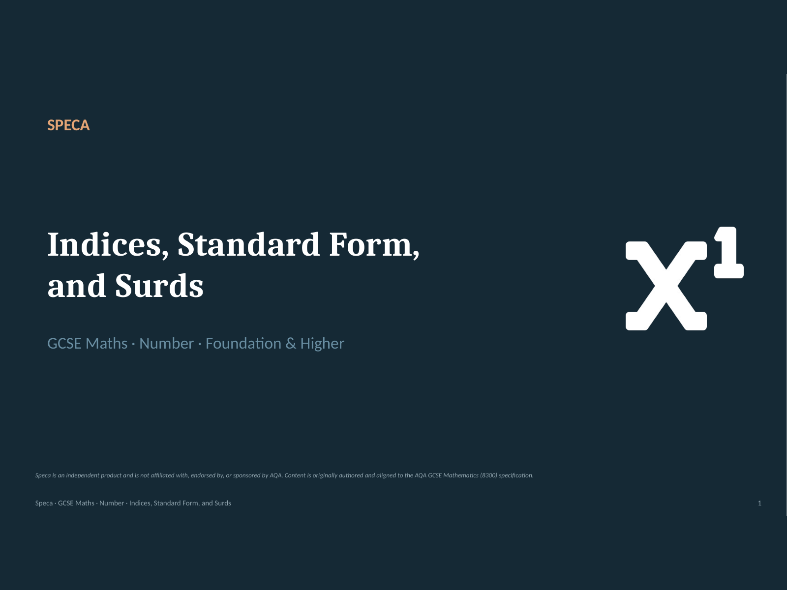 Indices, standard form, and surds: complete AQA GCSE lesson bundle