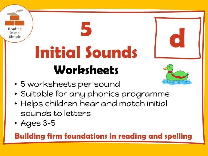 Dd Initial Sounds | 5 Worksheets