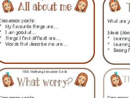 PSHE Wellbeing Discussion Cards