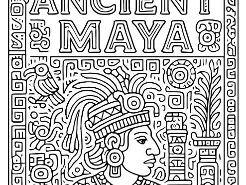 Ancient Maya Mindful Colouring Sheet
