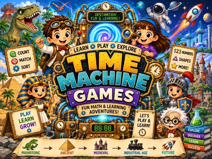 Time Machine Math Games & Centers | Number Sense, Counting & Shapes | Preschool–1st Grade