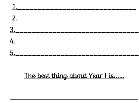 Top Tips for Year 1 Transition Activity: Top Tips for Year 1
