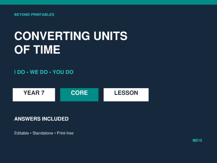 Converting Units of Time | Year 7 Core | I Do–We Do–You Do PowerPoint Lesson