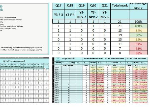 Year 4 Arithmetic Assessment Tracker | Half-Termly Fluency and Objectives Tracker | Excel
