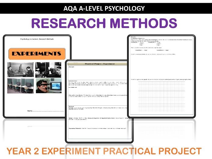 AQA A Level Psychology - Research Methods (Year 2 Experiment practical project)