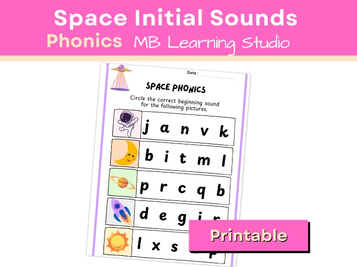 Space Initial Sound Worksheet | EYFS, KS1, Pre-K–1st Grade