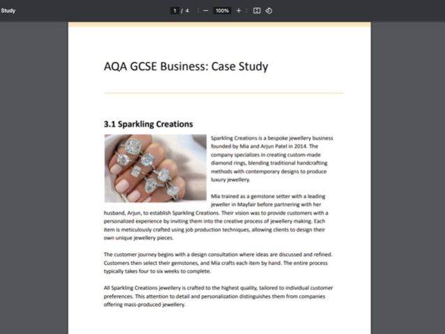 AQA GCSE Unit 3 Business Case Study Activity